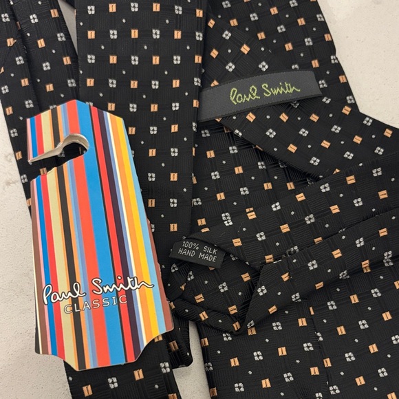 Paul Smith 100% silk Black and Multicolor Geometric Tie - Picture 2 of 4
